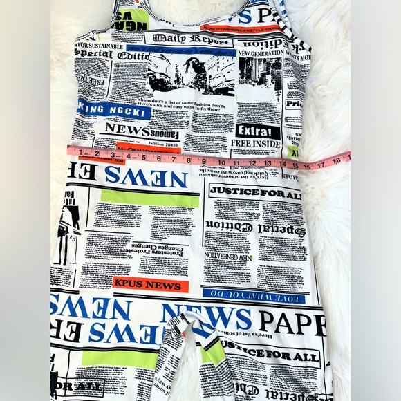 Newspaper Themed Top Model Romper/Body Suit Size S - Picture 3 of 8